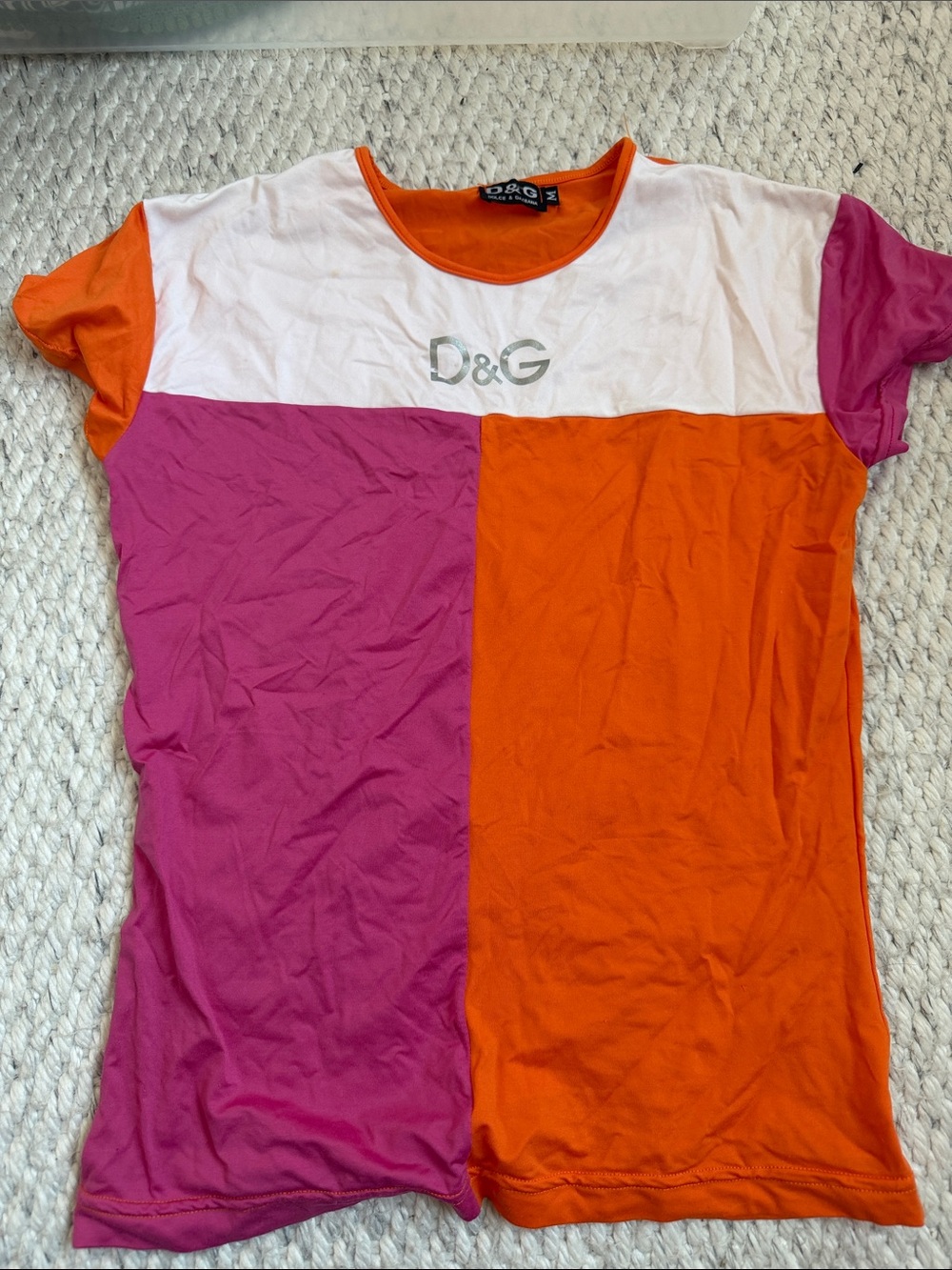 D&G Colorblock Tee in Pink, Orange & White